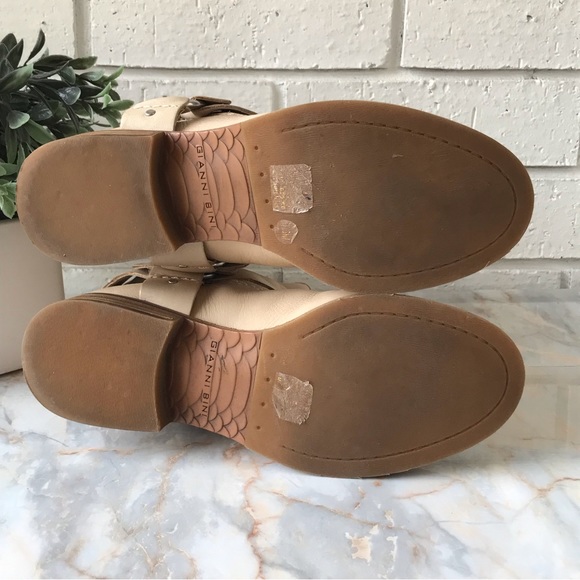 Gianni Bini Slouchy Harness Tan Leather Ankle Booties - Picture 8 of 11